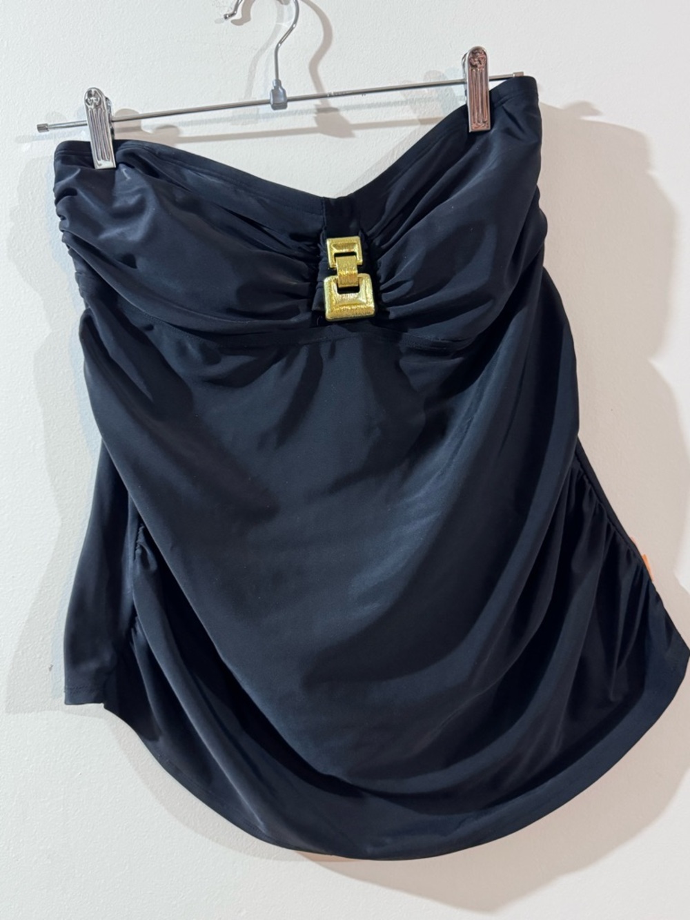 Liz Lange Maternity Black Strapless Swim top with Gold Accent